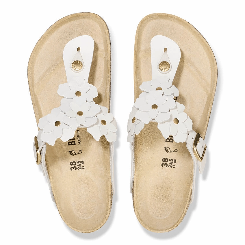Gizeh Flower | Leather | White Casual Footwear for Every Day