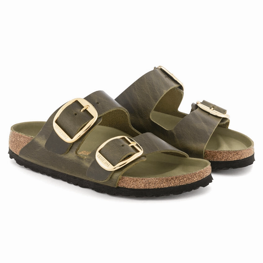 Casual Footwear for Active Life Chic Sporty Sandals Arizona Big Buckle | Oiled Leather | Olive Green