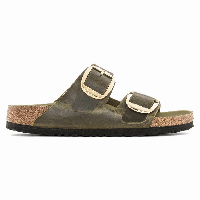 Arizona Big Buckle | Oiled Leather | Olive Green City Style Open Back