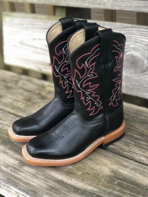 HorsePower Children Black Magic Square Toe Western Boots HPK1835 Lightweight Feel High Quality Leather