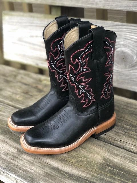 HorsePower Children Black Magic Square Toe Western Boots HPK1835 Lightweight Feel High Quality Leather