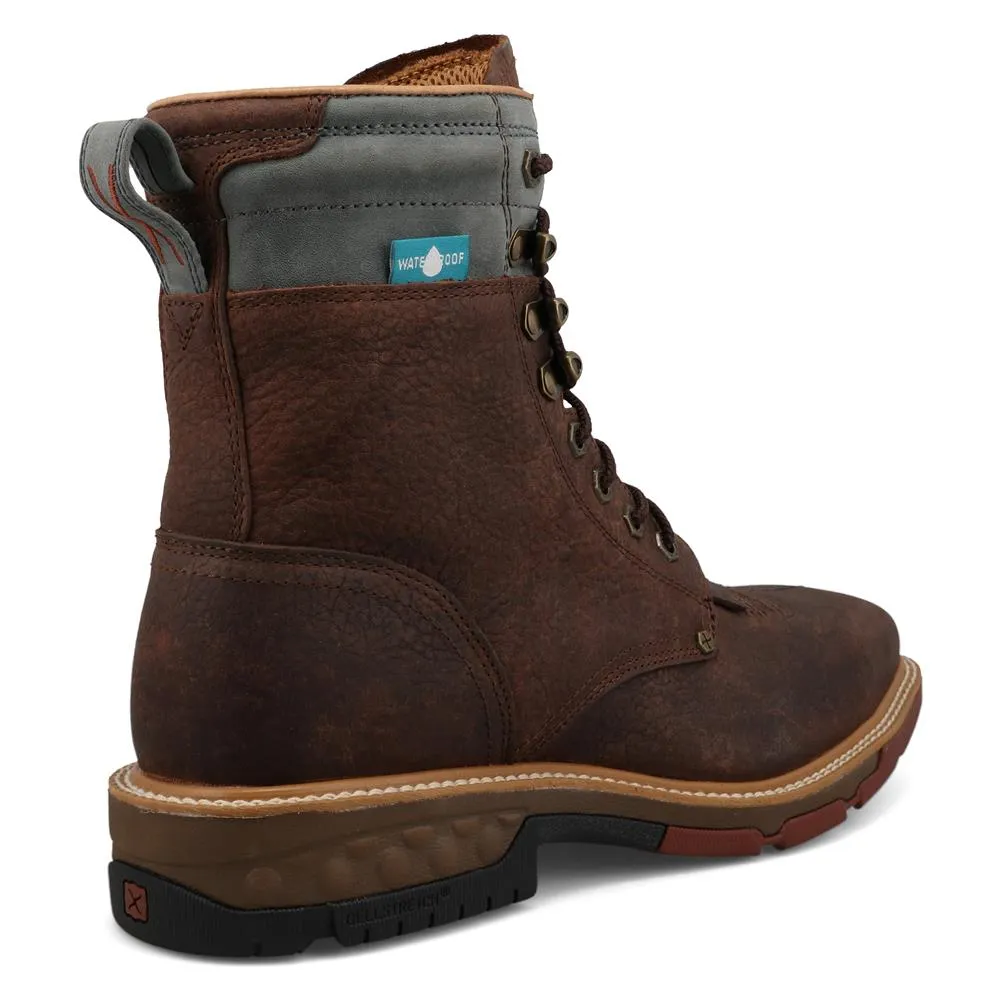 Twisted X Men's 8" Cell Stretch Alloy Toe Waterproof Lace Up Work Boot MXALW02 Layered Support