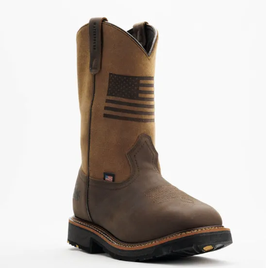 Thorogood Men's Brown Flag Crazy Horse Leather Waterproof Square Toe Western Work Boot 814-4338 Adventure Driven Mesh Panel