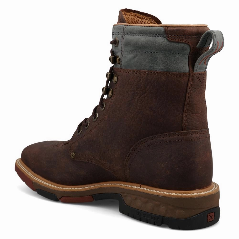 Comfort Backing Outdoor Use Twisted X Men's 8" Cell Stretch Alloy Toe Waterproof Lace Up Work Boot MXALW02