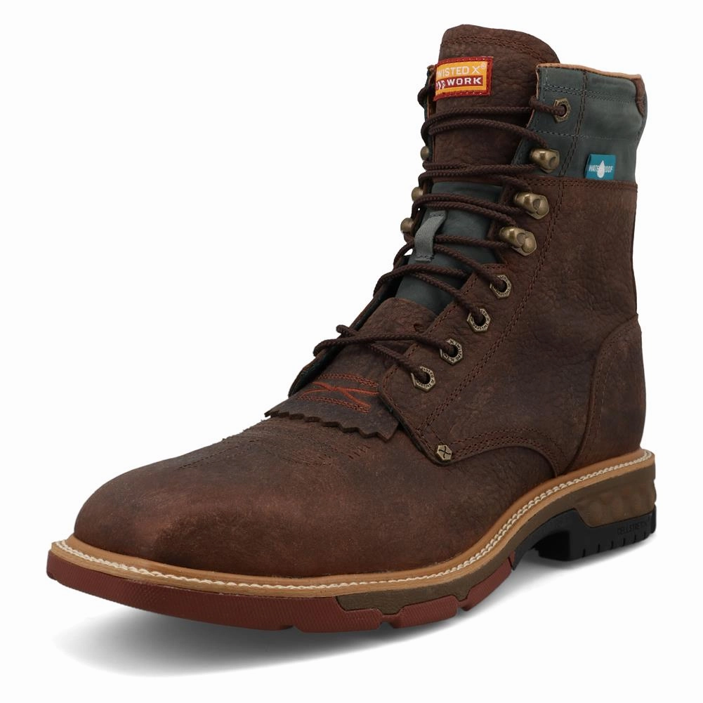 Twisted X Men's 8" Cell Stretch Alloy Toe Waterproof Lace Up Work Boot MXALW02 Shockproof Simple Fit
