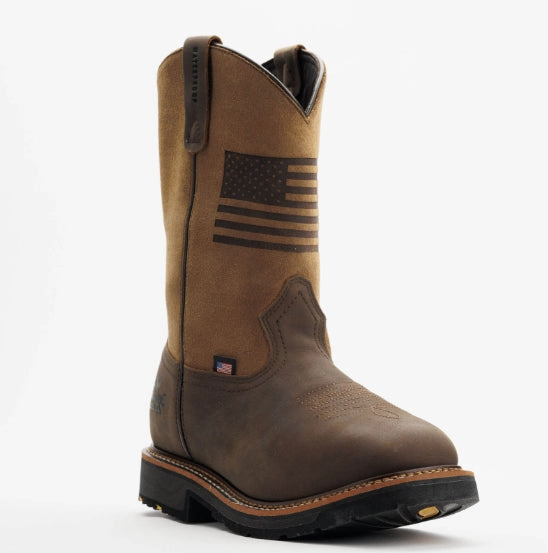 Thorogood Men's Brown Flag Crazy Horse Leather Waterproof Square Toe Western Work Boot 814-4338 Adventure Driven Mesh Panel
