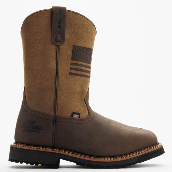 Thorogood Men's Brown Flag Crazy Horse Leather Waterproof Square Toe Western Work Boot 814-4338 Leather Family Reunion