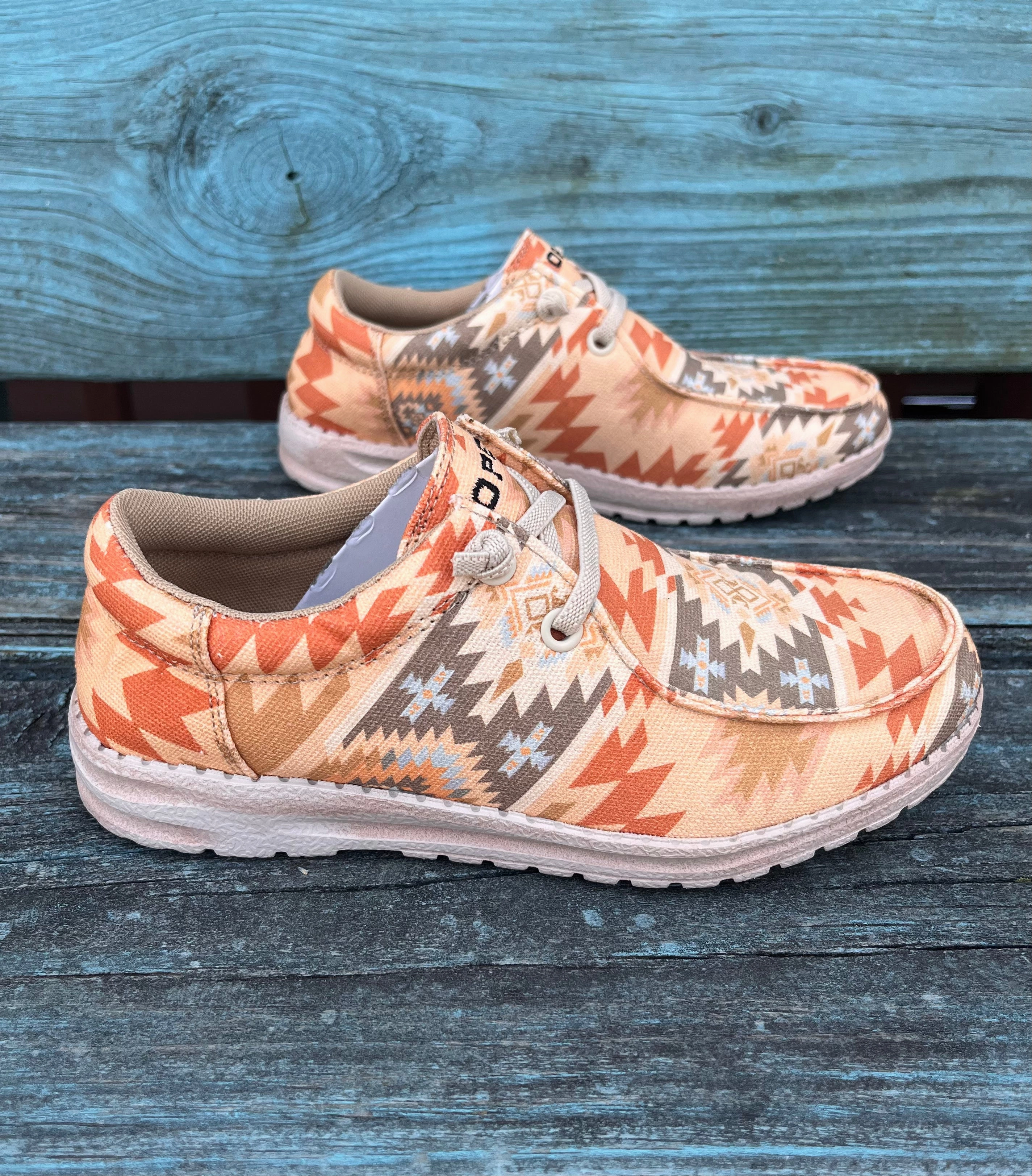 Toe Protection Roper Women's Eva Moc Peach Orange Tan Aztec Casual Shoes 1793-3174
