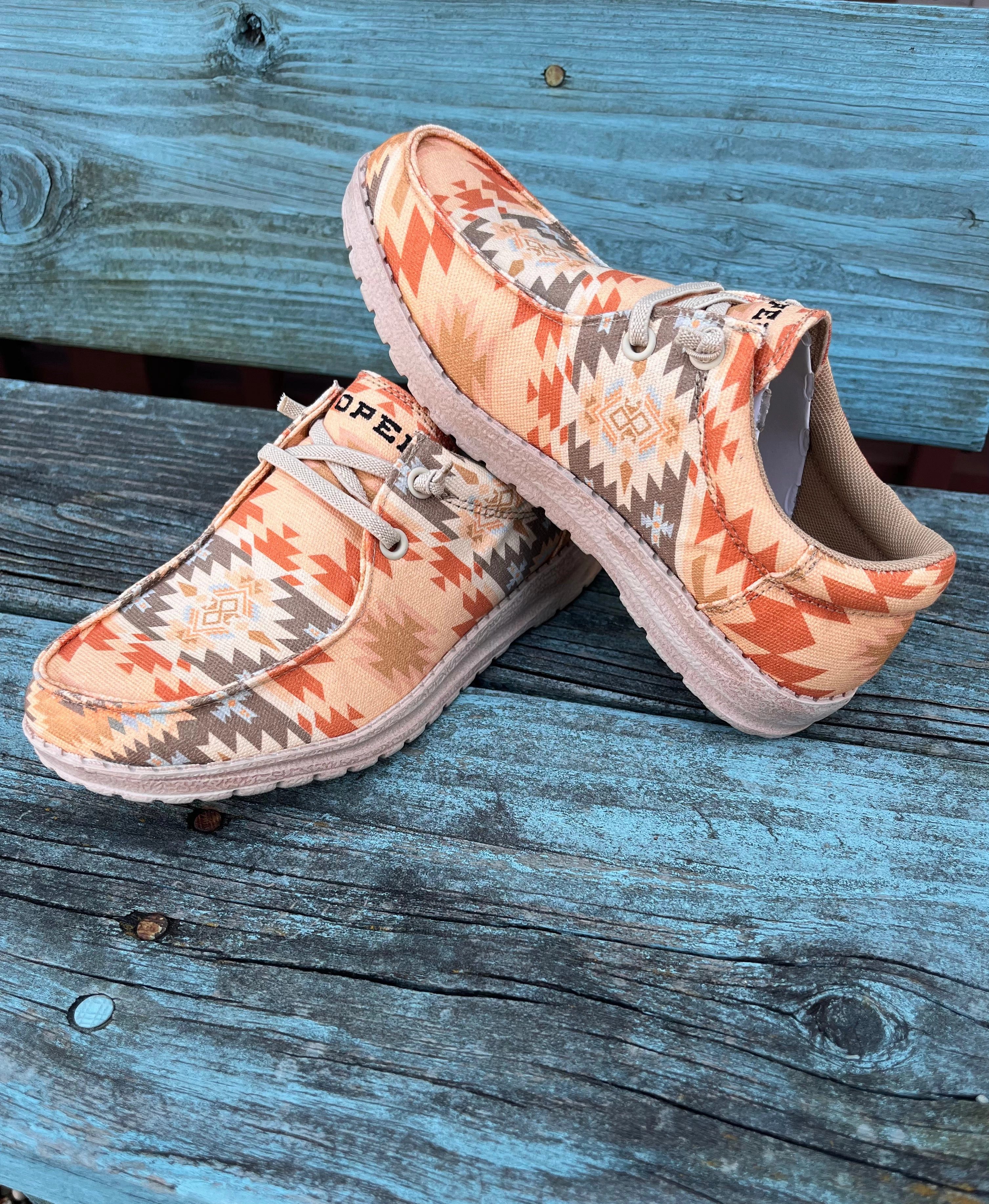 Mobility Boost Roper Women's Eva Moc Peach Orange Tan Aztec Casual Shoes 1793-3174
