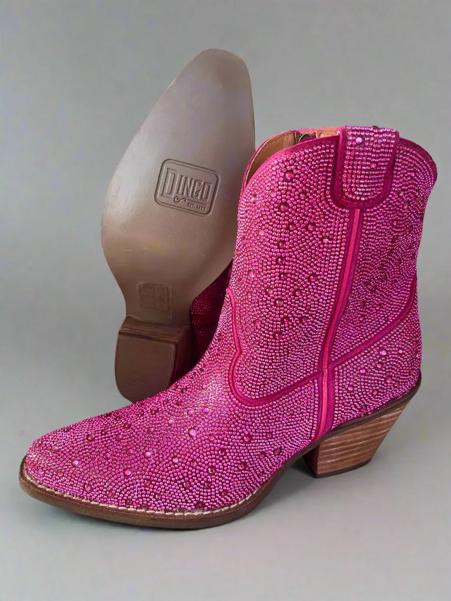 Built For Comfort sweat-wicking Dingo Women's Fuchsia Pink Rhinestone Cowgirl Ankle Booties DI577-PNK