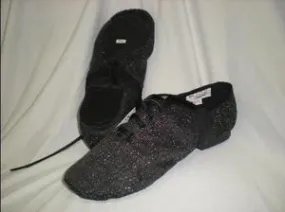 Flexible Fit Active People Glitter -- Canvas Split Sole Jazz Shoe, Suede Sole -- Black