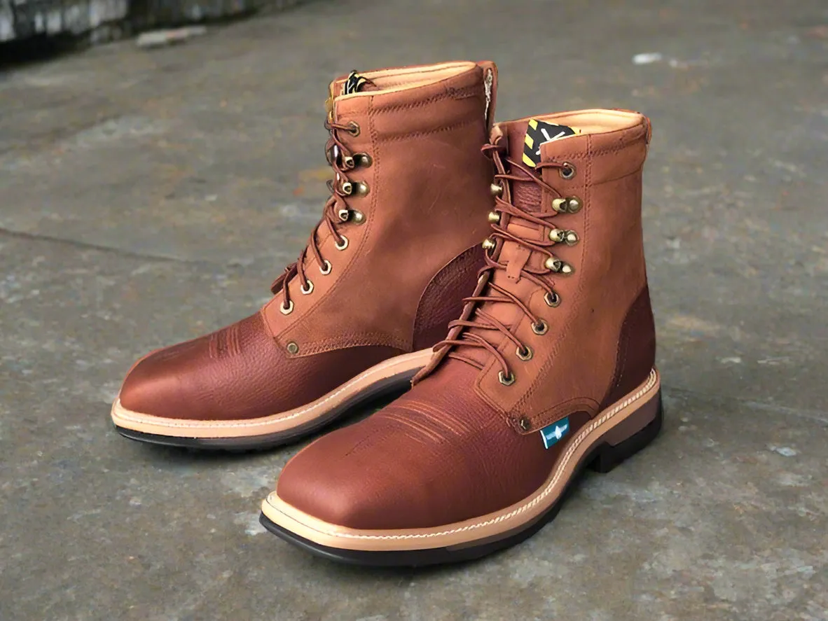 Twisted X Mens 8 Waterproof Steel Toe Western Work Square Toe Lace Up Boot MLCSLW1 Outdoor Ready Modern Edge