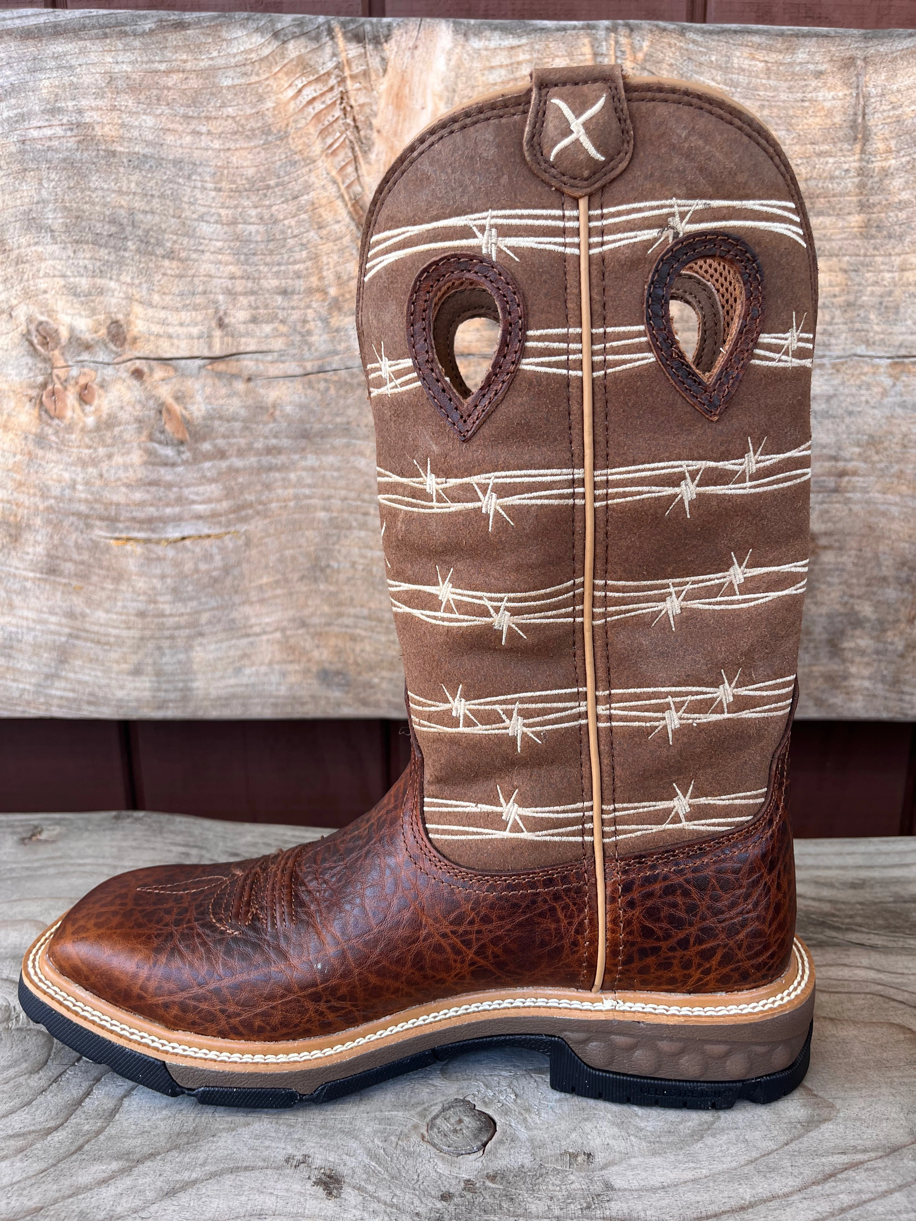 Twisted X Men's Rustic Brown & Lion Tan Square Toe Waterproof Western Work Boots MXB0010 Stylish Appeal