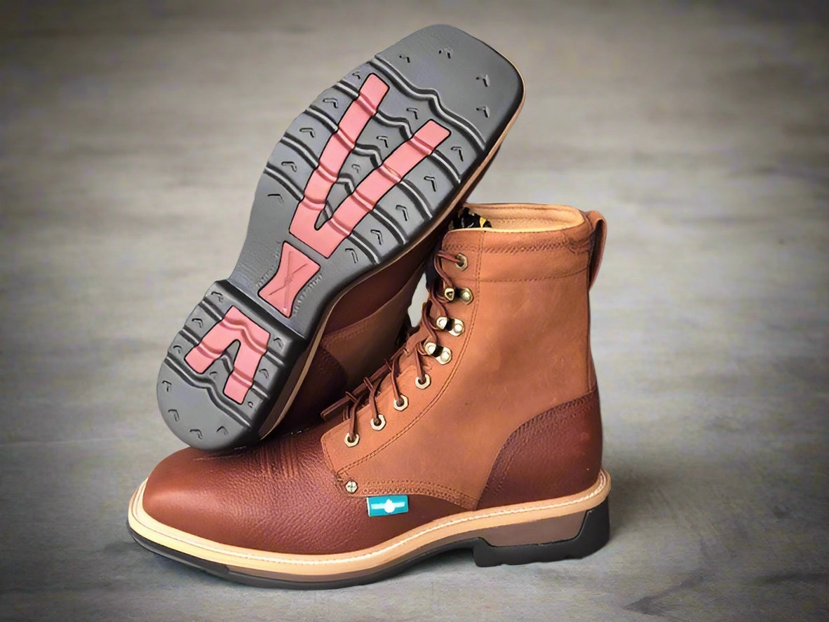 Twisted X Mens 8 Waterproof Steel Toe Western Work Square Toe Lace Up Boot MLCSLW1 Desert Design