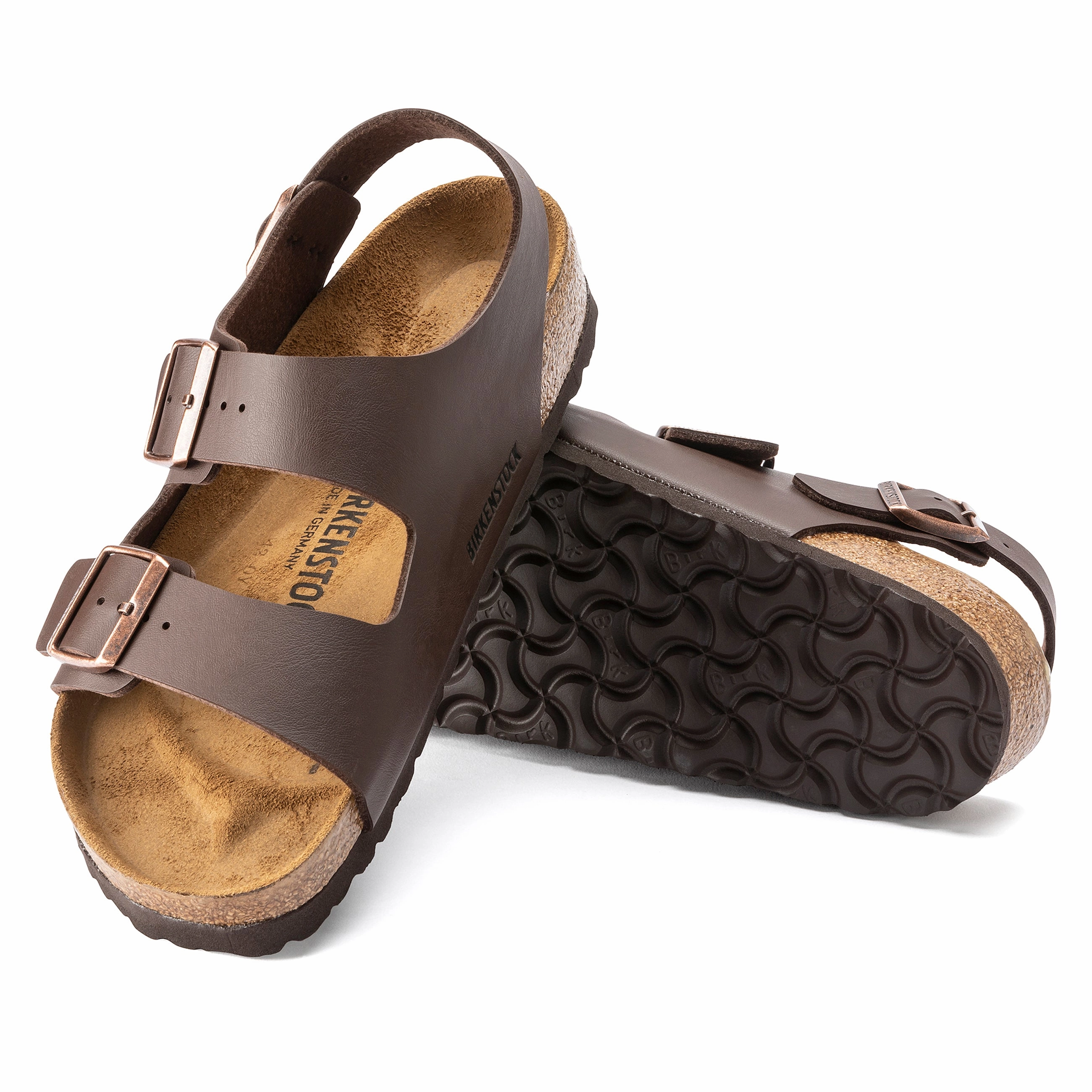Milano Dark Brown Birko-Flor Chic Open-toe Shoes