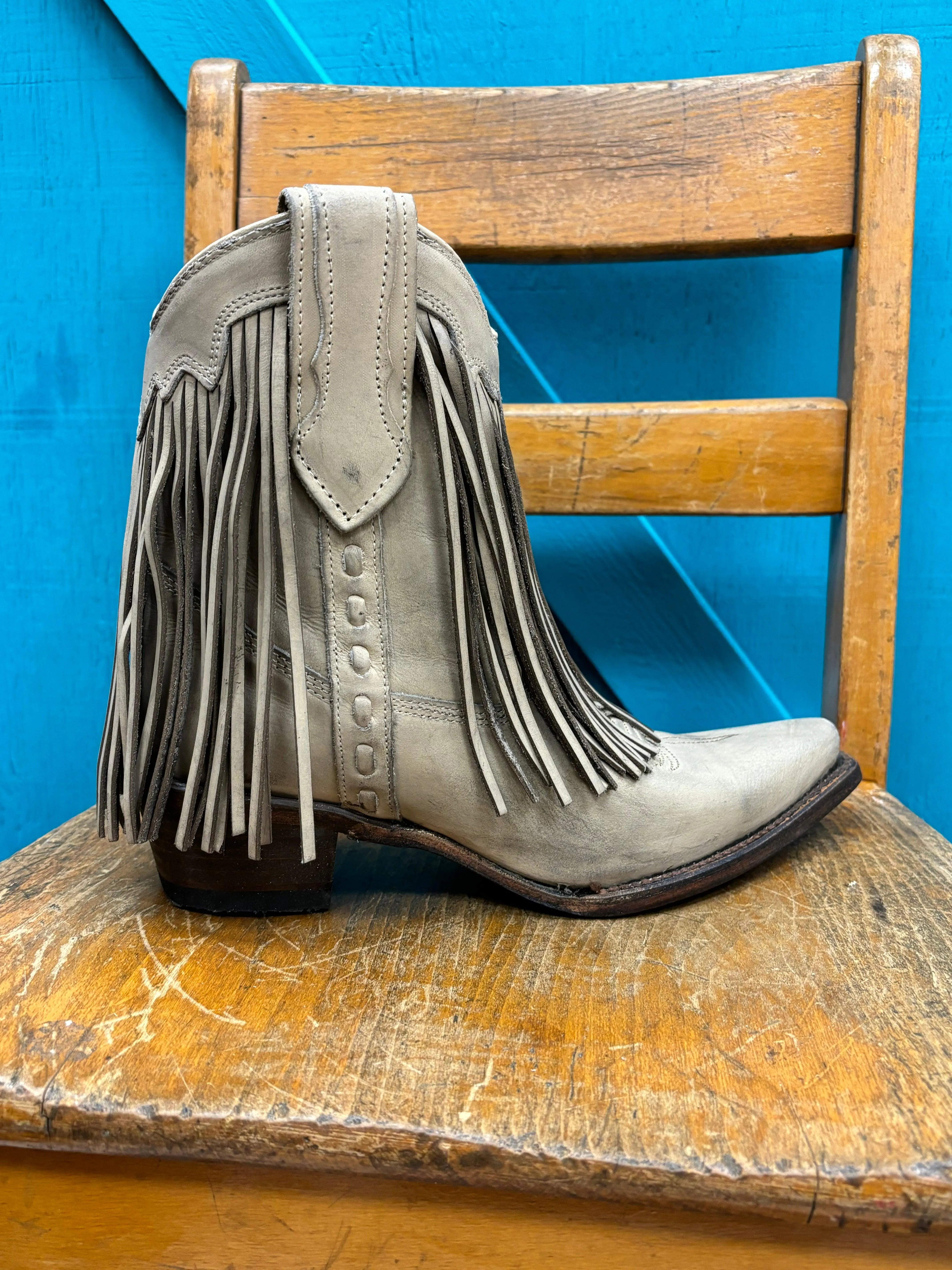 Circle G Women's Sand Fringed Snip Toe Ankle Boots L6071 Cushioned Fit