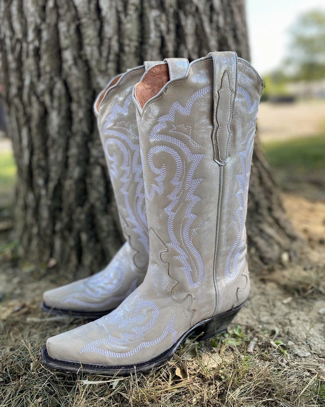 Dan Post Women's Off White & Silver Frost Bite Snip Toe Cowgirl Boots DP4303 Tough Terrain Active Wear