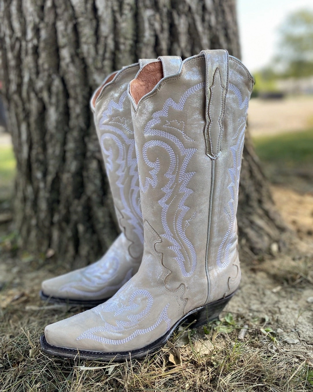 Dan Post Women's Off White & Silver Frost Bite Snip Toe Cowgirl Boots DP4303 buckle Low Top