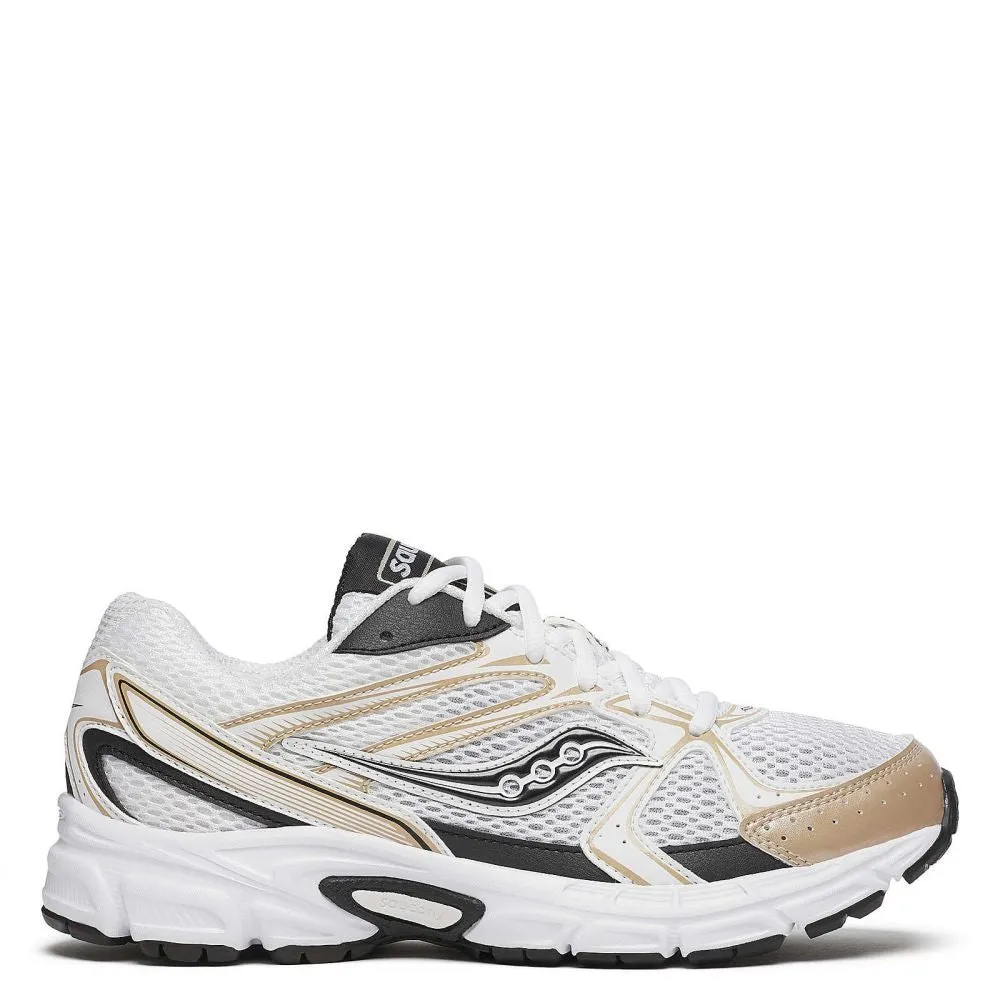 Step Light Saucony Women's Ride Millennium in White/Gold/Black