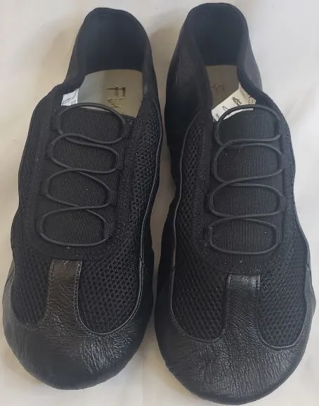 Alfred -- Mesh Split Sole Jazz Slip-On, Suede Sole -- Black Wide Path