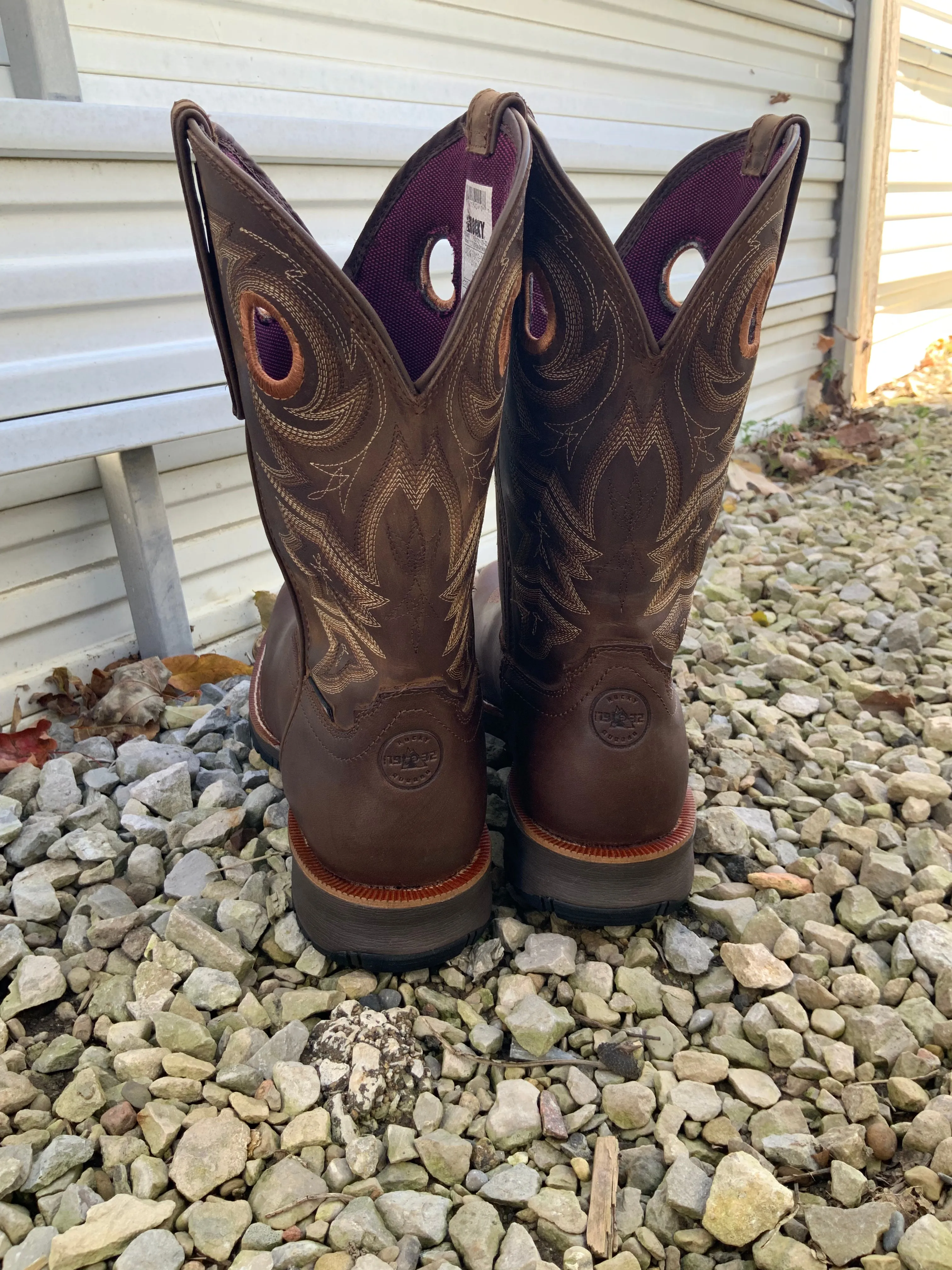 Anti Slip Sole Footwear Cold Weather Footwear Rocky Women's Rosemary Brown Waterproof Composite Toe Western Work Boots RKW0403