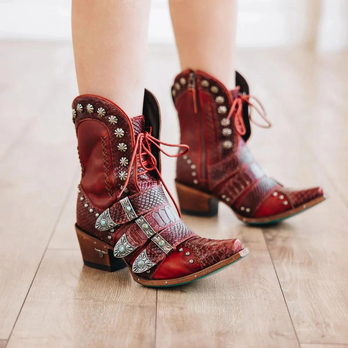 Lane Boots Womens Showdown Smoldering Ruby Cowgirl Bootie LB0489G Hiking Style