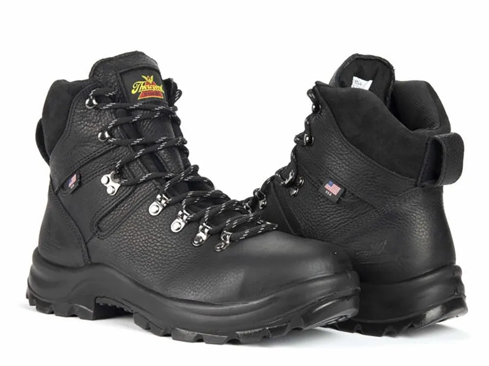 SlipResistant Knit Top Thorogood Men's Steel Toe 6" Waterproof Slip Resistant Black Leather Work Shoes 804-6365
