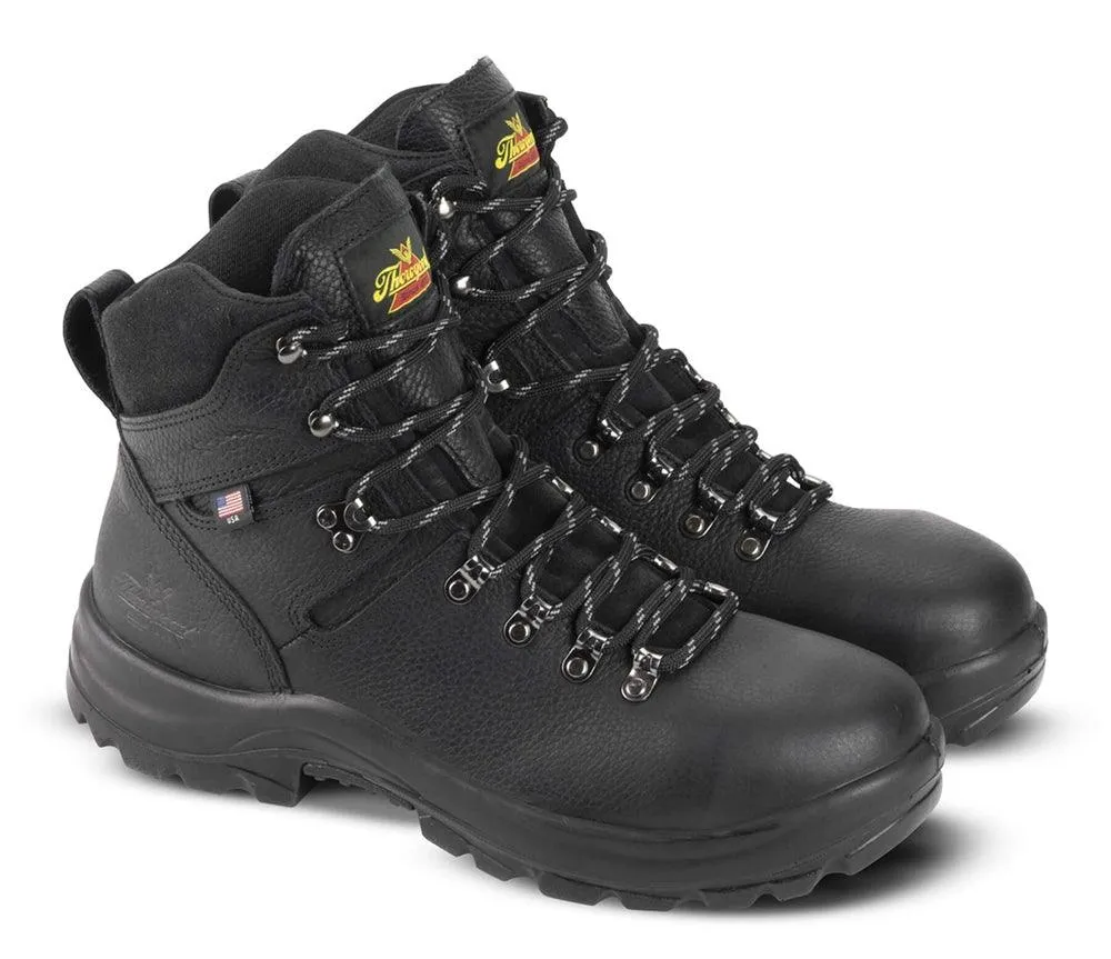 Thorogood Men's Steel Toe 6" Waterproof Slip Resistant Black Leather Work Shoes 804-6365 Multi Terrain Mountain Side
