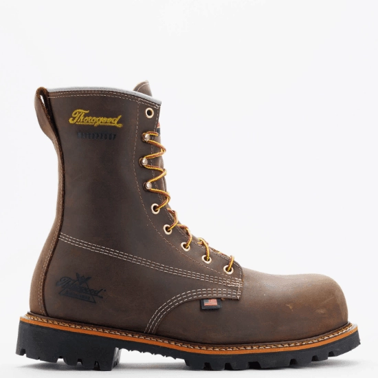 Thorogood American Legacy 8" Crazyhorse Leather Waterproof Nano Toe Safety Toe Lace Up Work Boots 804-4248 Tough Weather