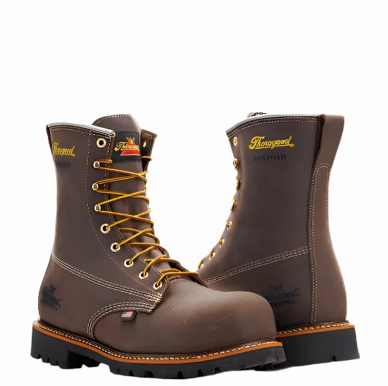 Soft cushion Thorogood American Legacy 8" Crazyhorse Leather Waterproof Nano Toe Safety Toe Lace Up Work Boots 804-4248