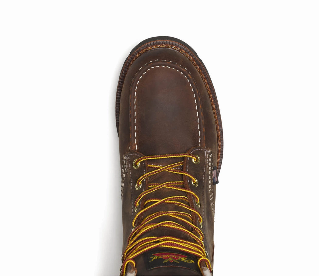 Thorogood Men's 1957 Series 8 Crazyhorse Leather Waterproof Moc Toe Lace Up Work Boots 814-3890 Travel Light Crisp Edge