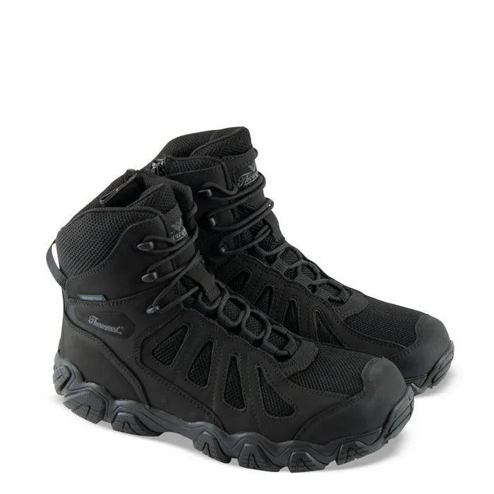 Wide Cut Thorogood Men's Black Crosstrex Series Composite Toe Side Zip BBP Waterproof 6" Hiking Boots 804-6290