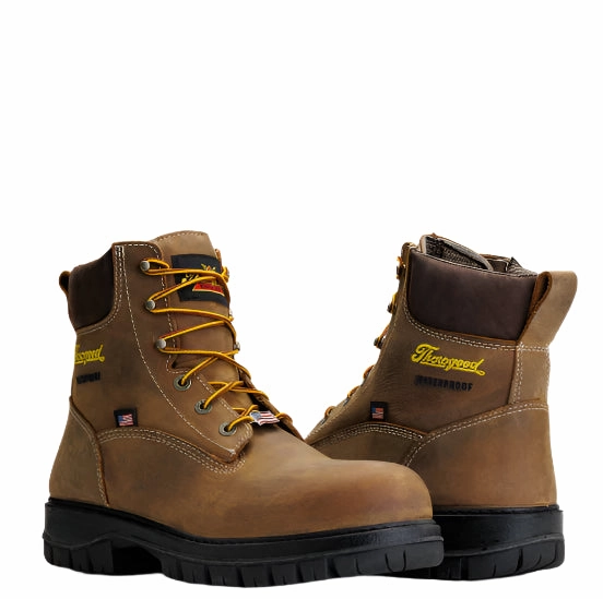 Lined interior Thorogood Men's Genesis Series Chestnut Brown 6 Waterproof Nano Safety Toe Lace Up Work Boot 804-4149