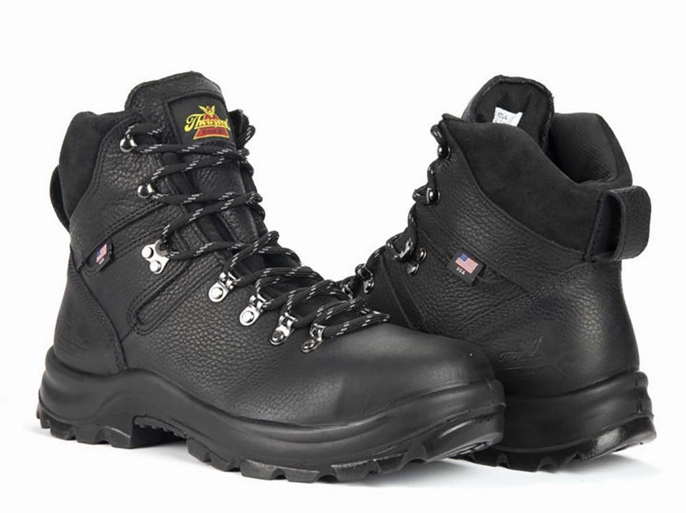 SlipResistant Knit Top Thorogood Men's Steel Toe 6" Waterproof Slip Resistant Black Leather Work Shoes 804-6365