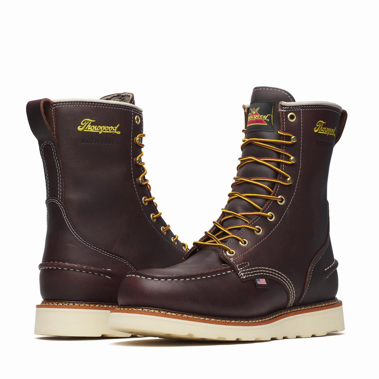 Outdoor Chore Thorogood Mens 8" Briar Pitstop Leather Waterproof Lace Up Wedge Sole Work Boots 814-3800