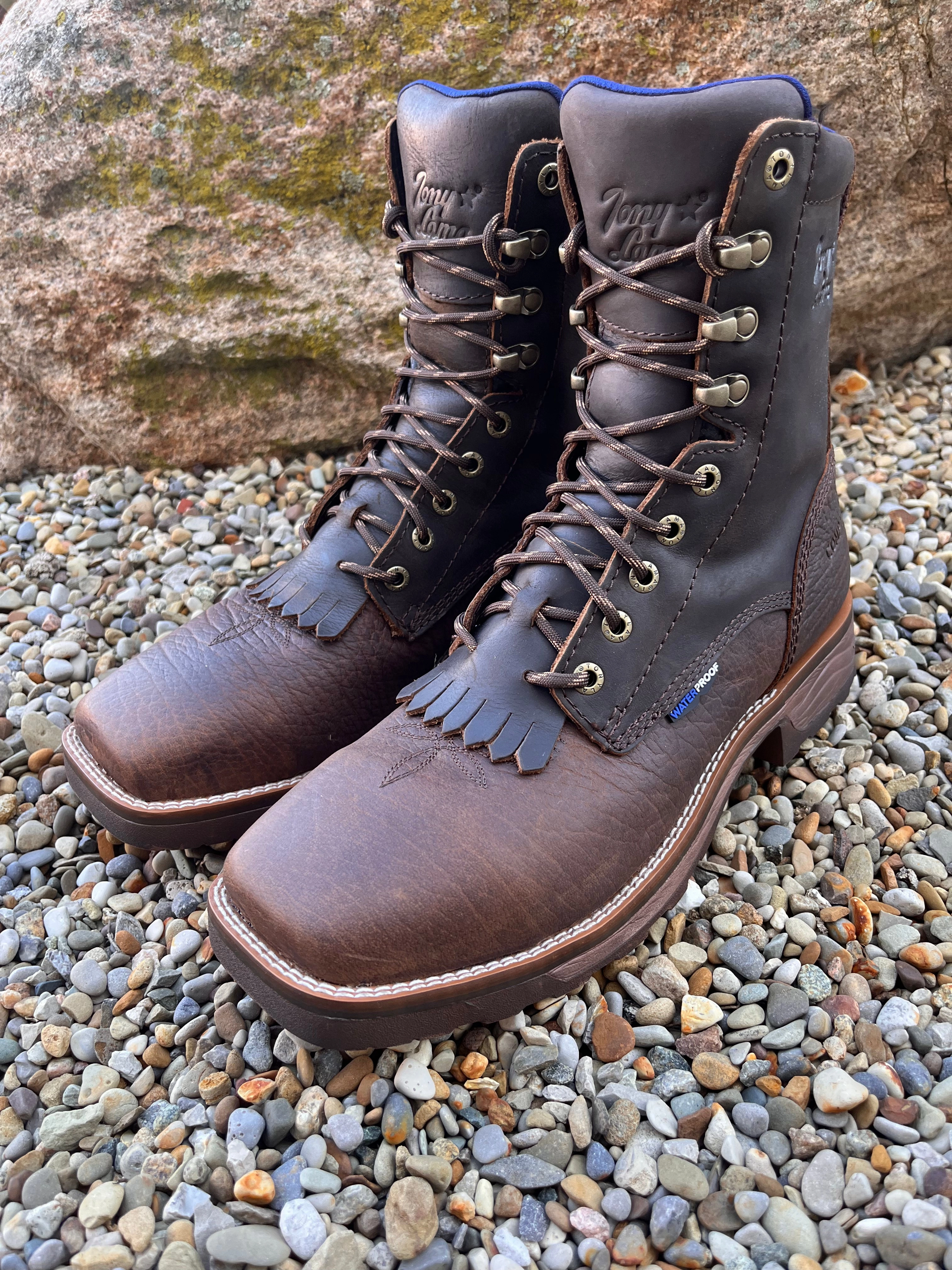 Good Arch Support Tony Lama Men's High Range Pecan Brown Comp Toe Waterproof Work Boots TW3430