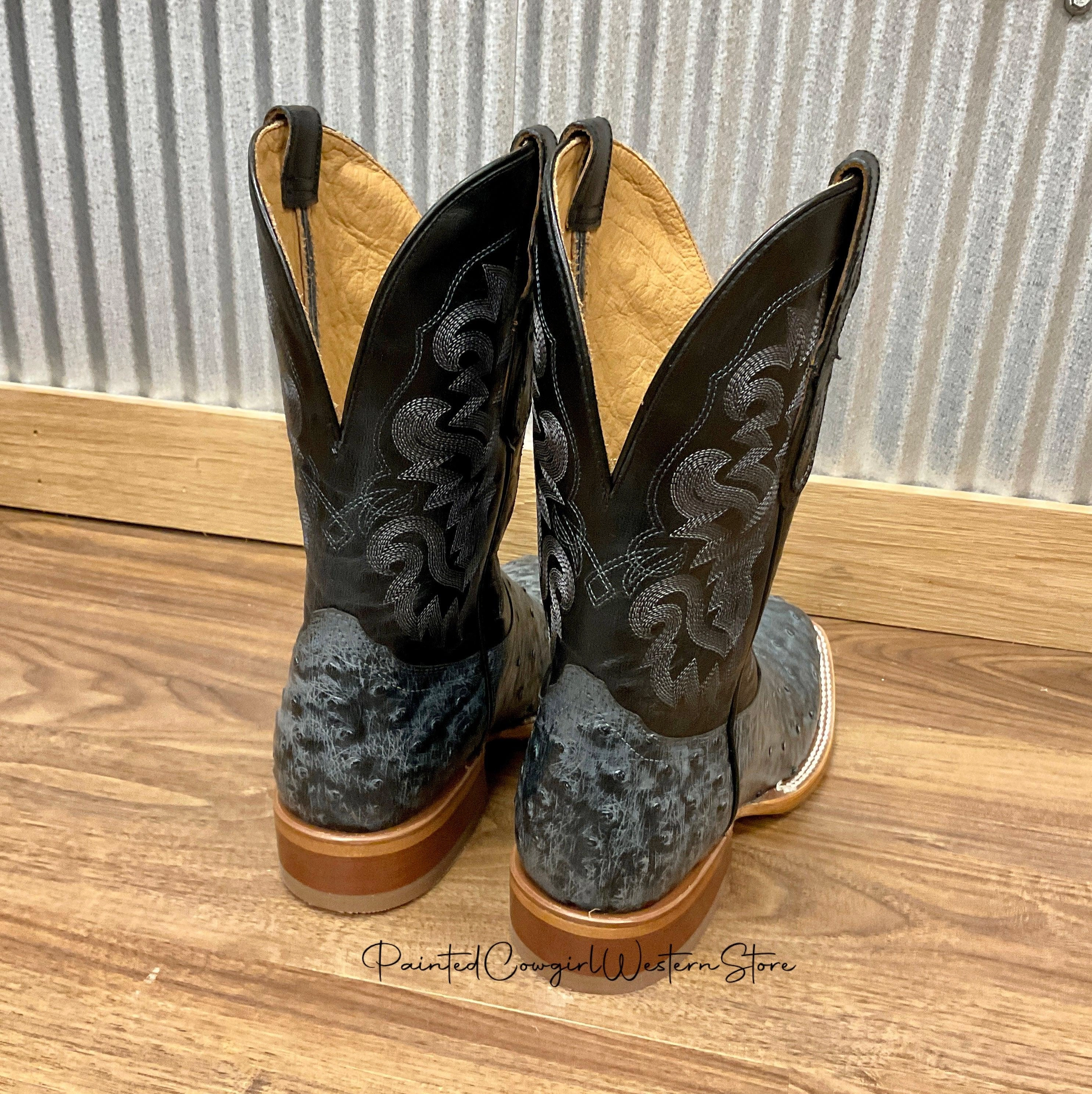 Art Gallery Tony Lama Men's Moore Grey Ostrich Square Toe Western Boots TL5355