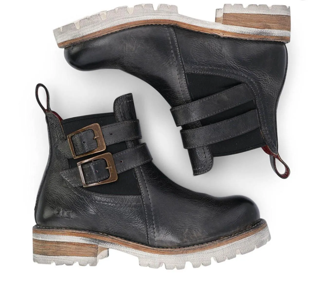 Stability Base Bed Stu Women's Ginger Black Rustic Leather Ankle Booties Boots F393019