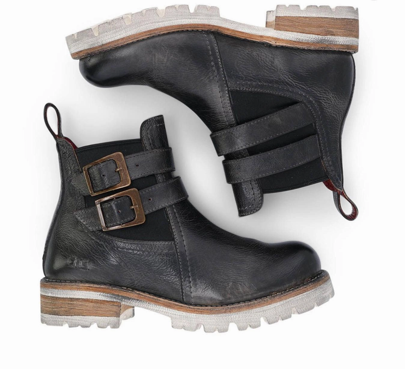 Multi Terrain Bed Stu Women's Ginger Black Rustic Leather Ankle Booties Boots F393019