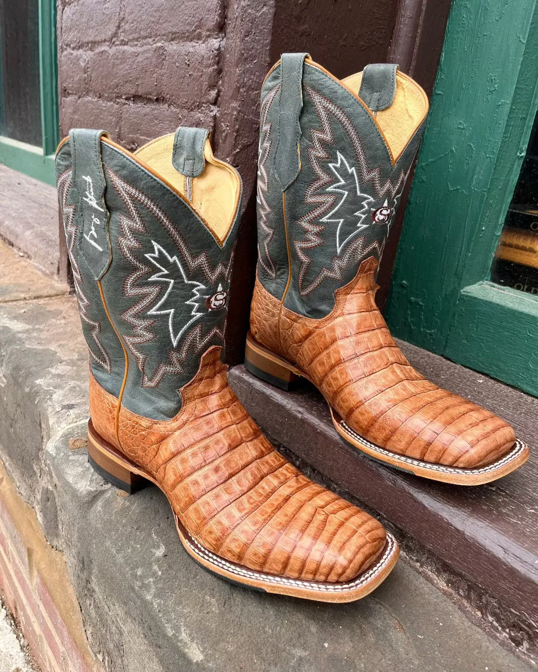 Justin Men's George Strait Haggard Tan Caiman Square Toe Cowboy Boot GR5706 Comfort Cushion High-End Craftsmanship