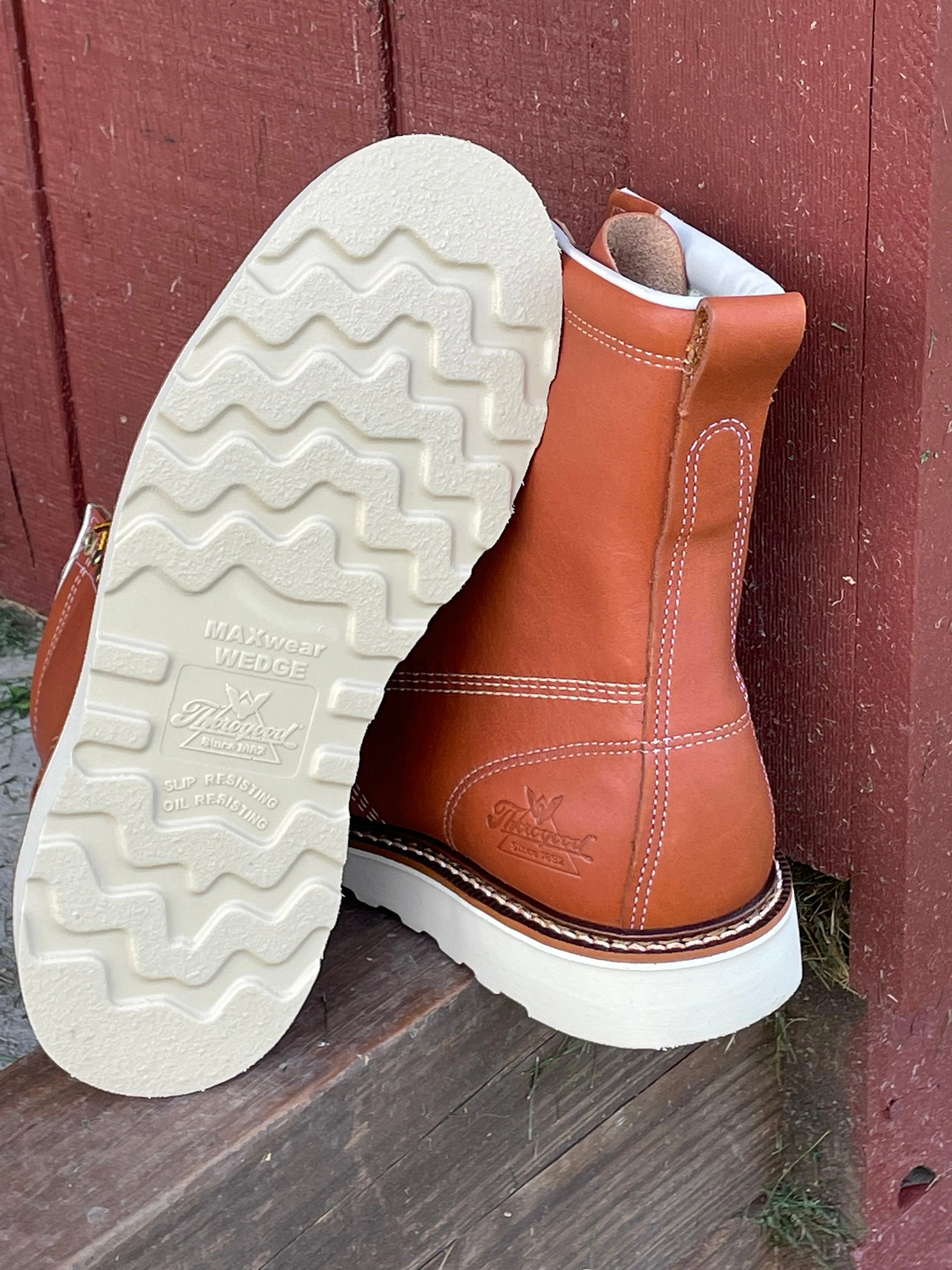 foldable Zip Closure Thorogood Men's American Heritage Maxwear Wedge 8 Tobacco Moc Toe Lace Up Work Boots 814-4201