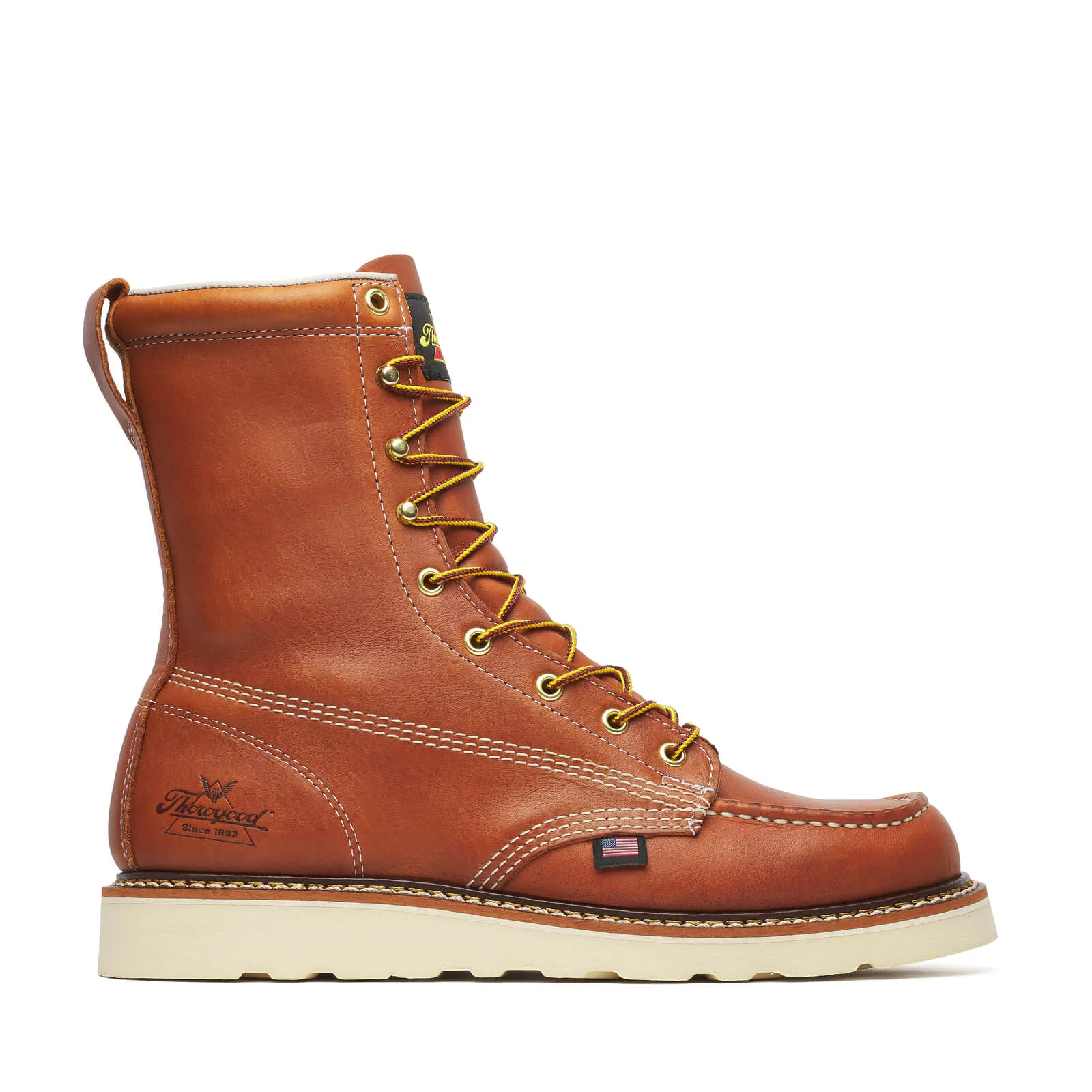 Thorogood Men's American Heritage Maxwear Wedge 8 Tobacco Moc Toe Lace Up Work Boots 814-4201 High Traction Frost Season