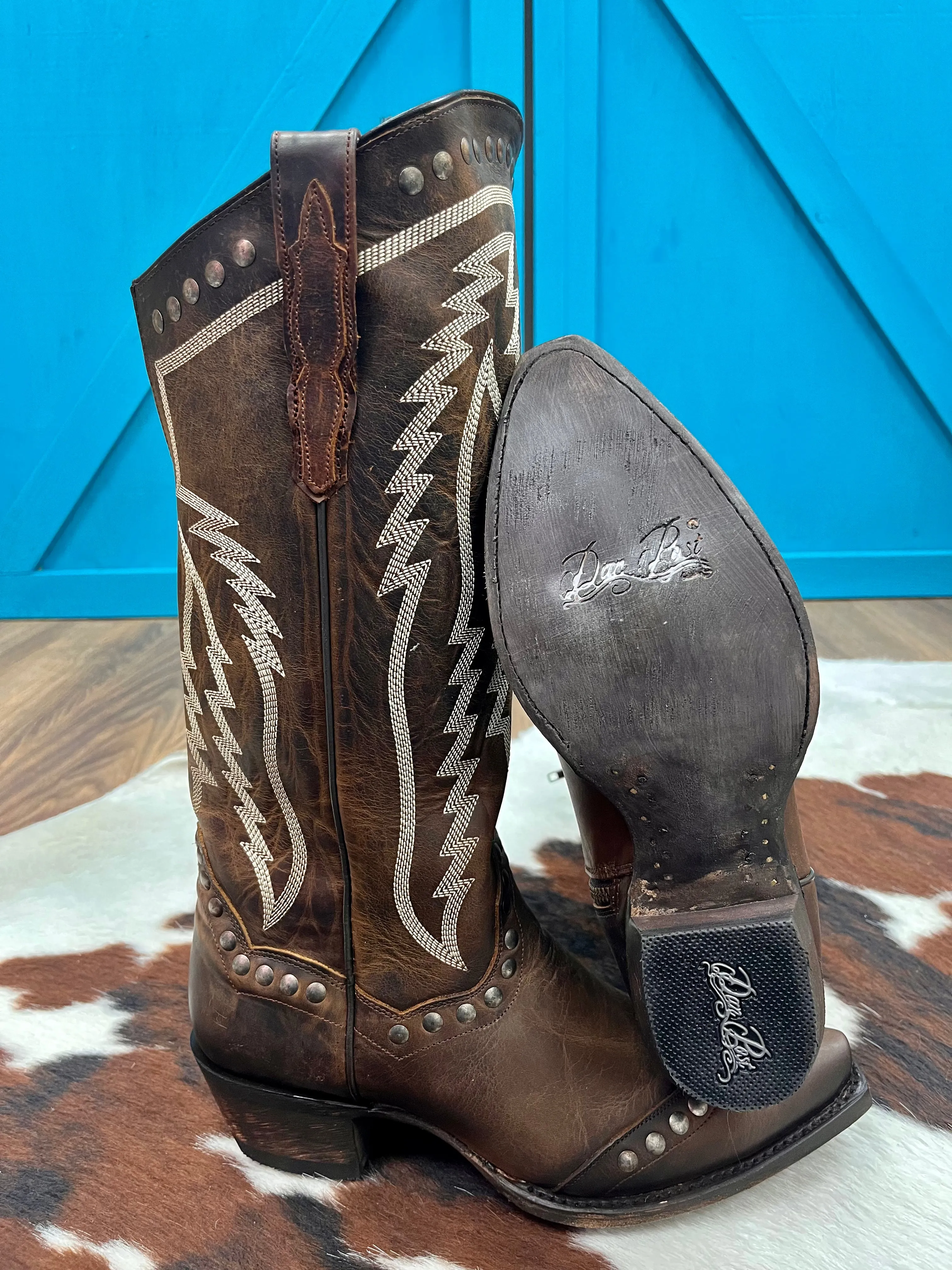 Dan Post Women's Sadi Brown Snip Toe Tall Fashion Cowgirl Boots DP4201 Weather Ready