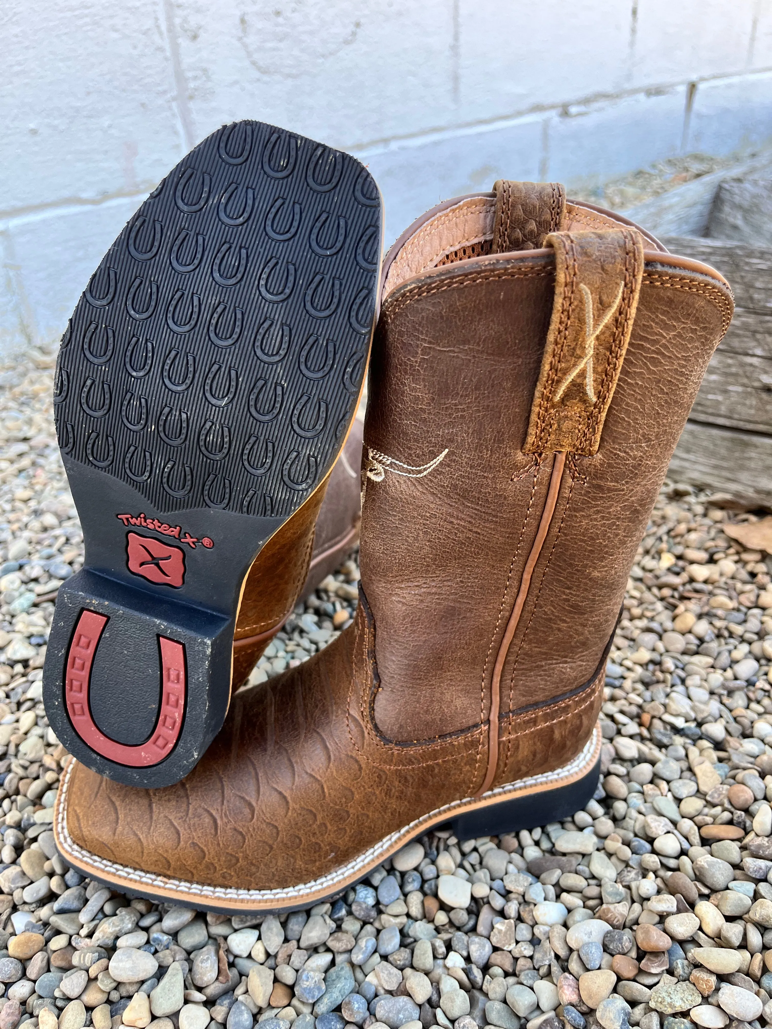 Slip Resistant Mountain use Twisted X Childrens & Youth Top Hand Tan Leather Cowboy Boots YTH0016