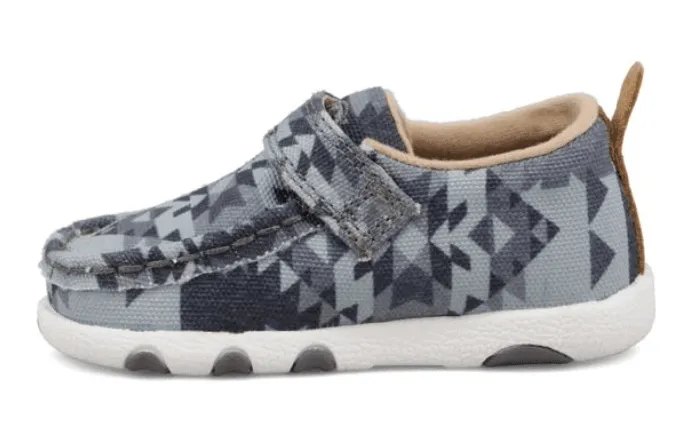 multi-use Twisted X Infant & Toddler Hooey Grey Aztec Driving Moc IHYC006