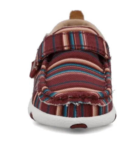 Twisted X Infant & Toddler Hooey Maroon Serape Driving  Baby Shoes IHYC005 Ventilated Zip   Up Design