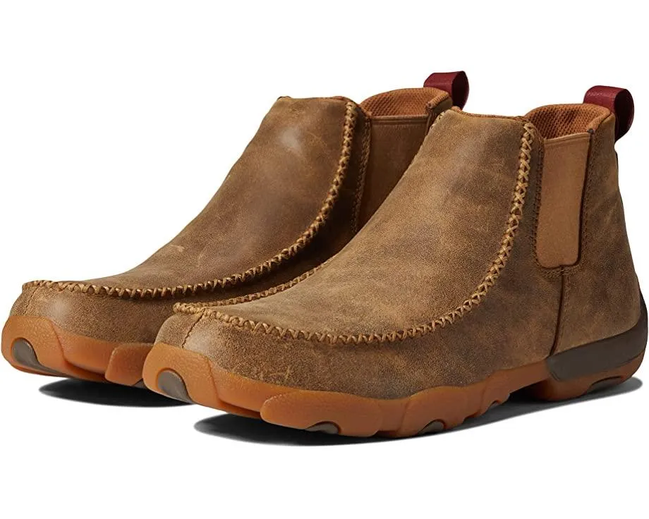 Twisted X Men's 4" Chelsea Bomber Leather Driving Moc MDMG002 Stretchable Material Adult Ease