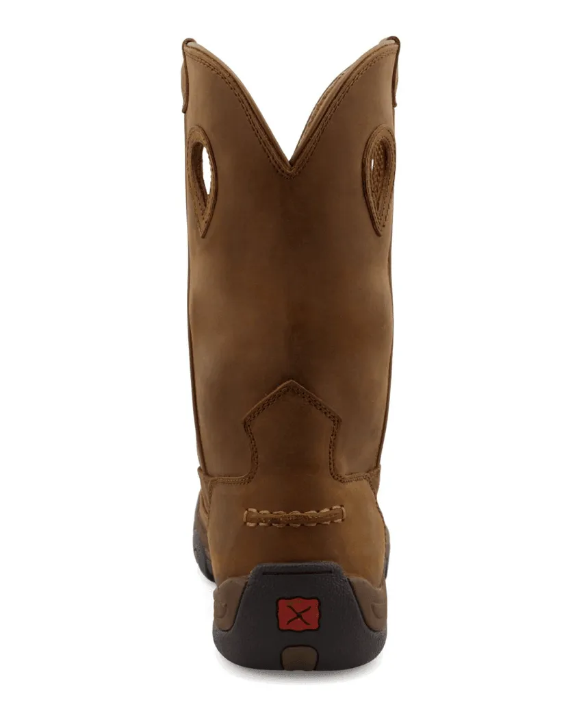 Twisted X Men's Brown Pull On Distressed Saddle Leather Moc Toe Work Boots MHKB002 Urban Hiker Cold Weather Gear