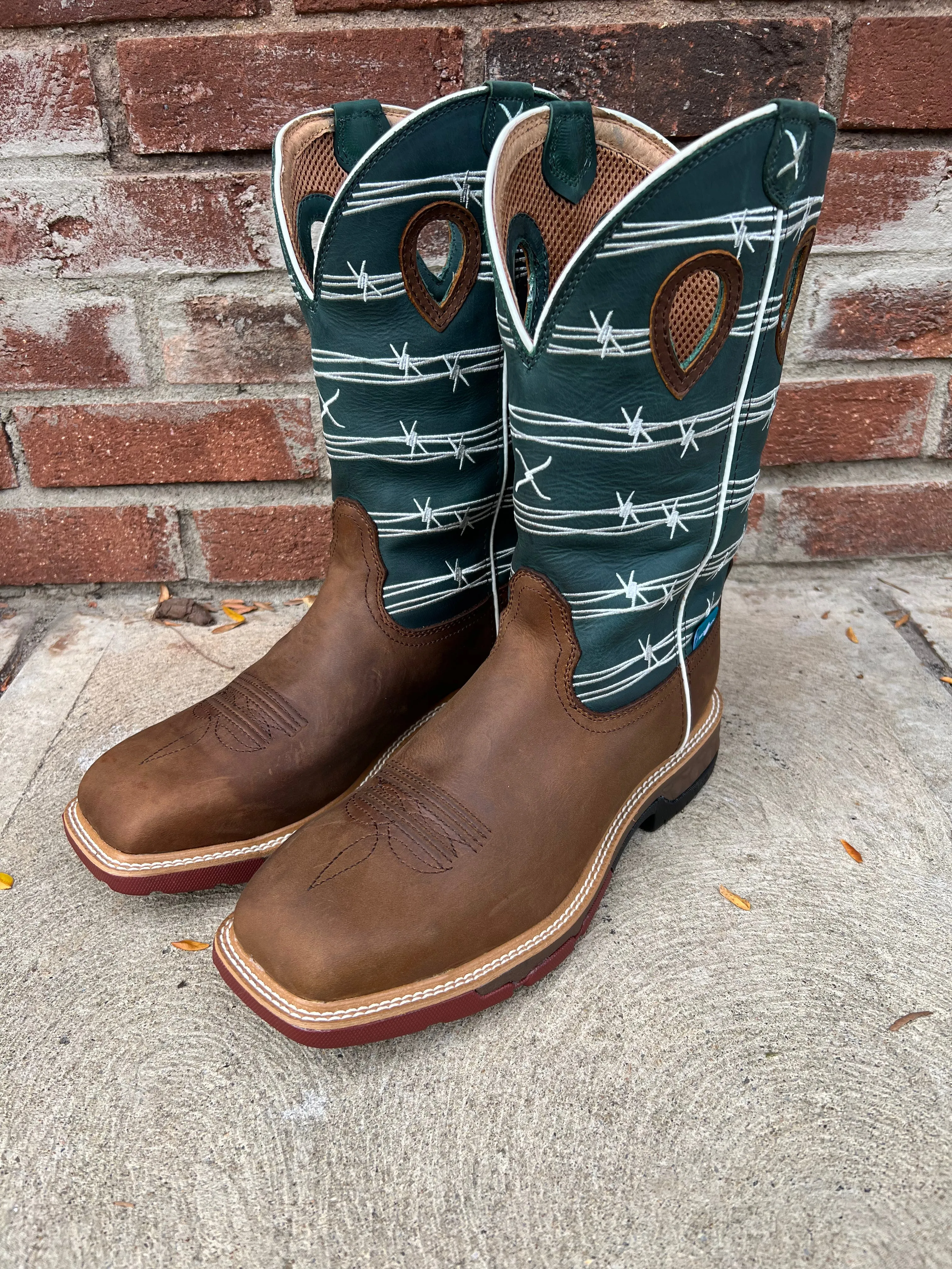 Twisted X Men's Buffalo Brown & Green Waterproof Alloy Safety Toe Work Boot MXBAW04 Comfortable Sockliner