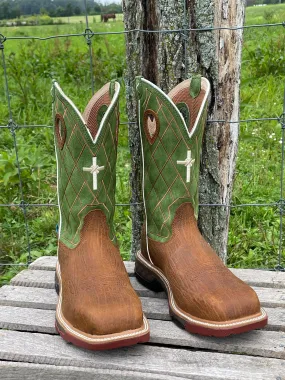 Walking Military Style Twisted X Men's Caramel Cafe & Green Nano Safety Toe Toe Work Boots MXBNW07